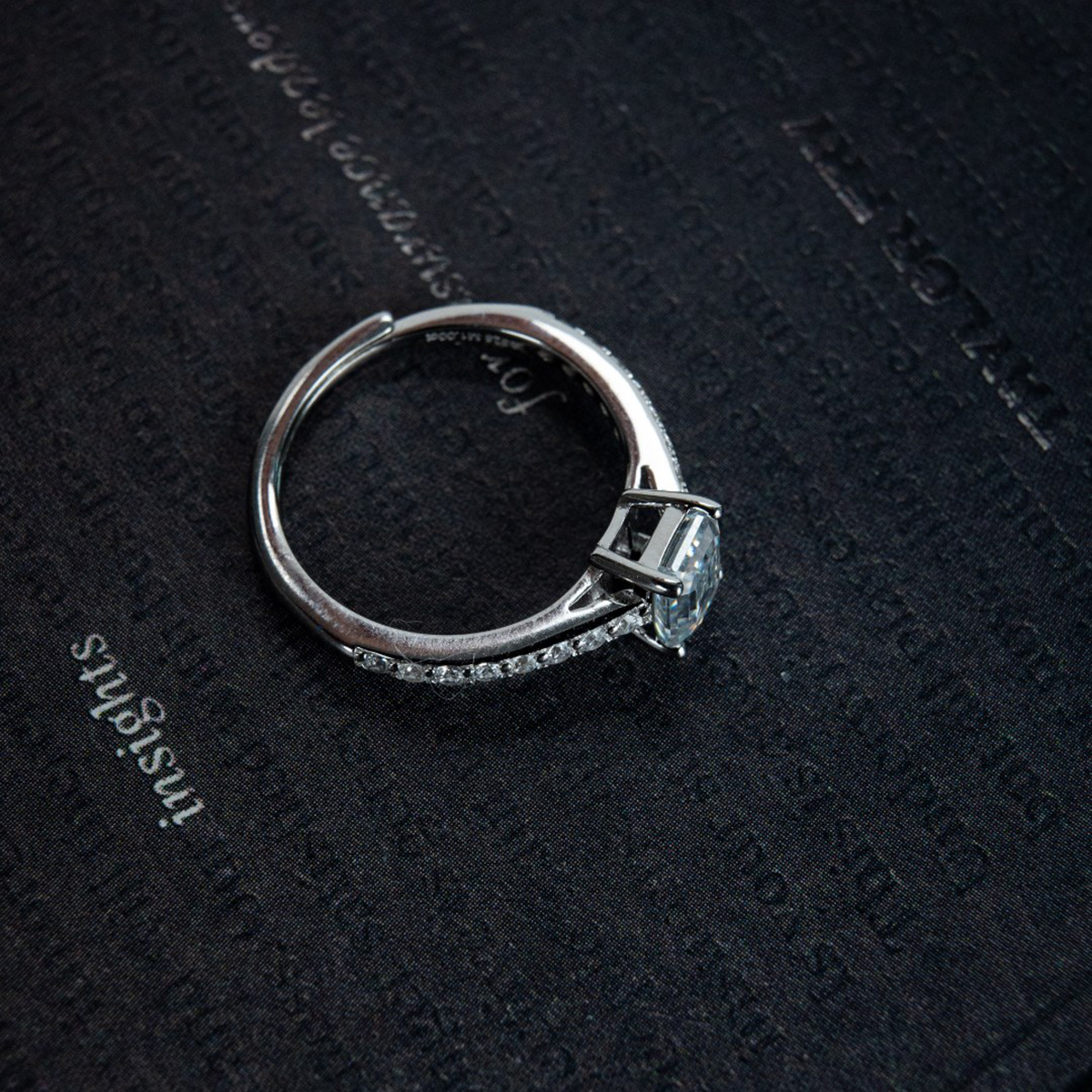 1ct Bling Step Cut Ring Band Synthetic Moissanite Ring S925