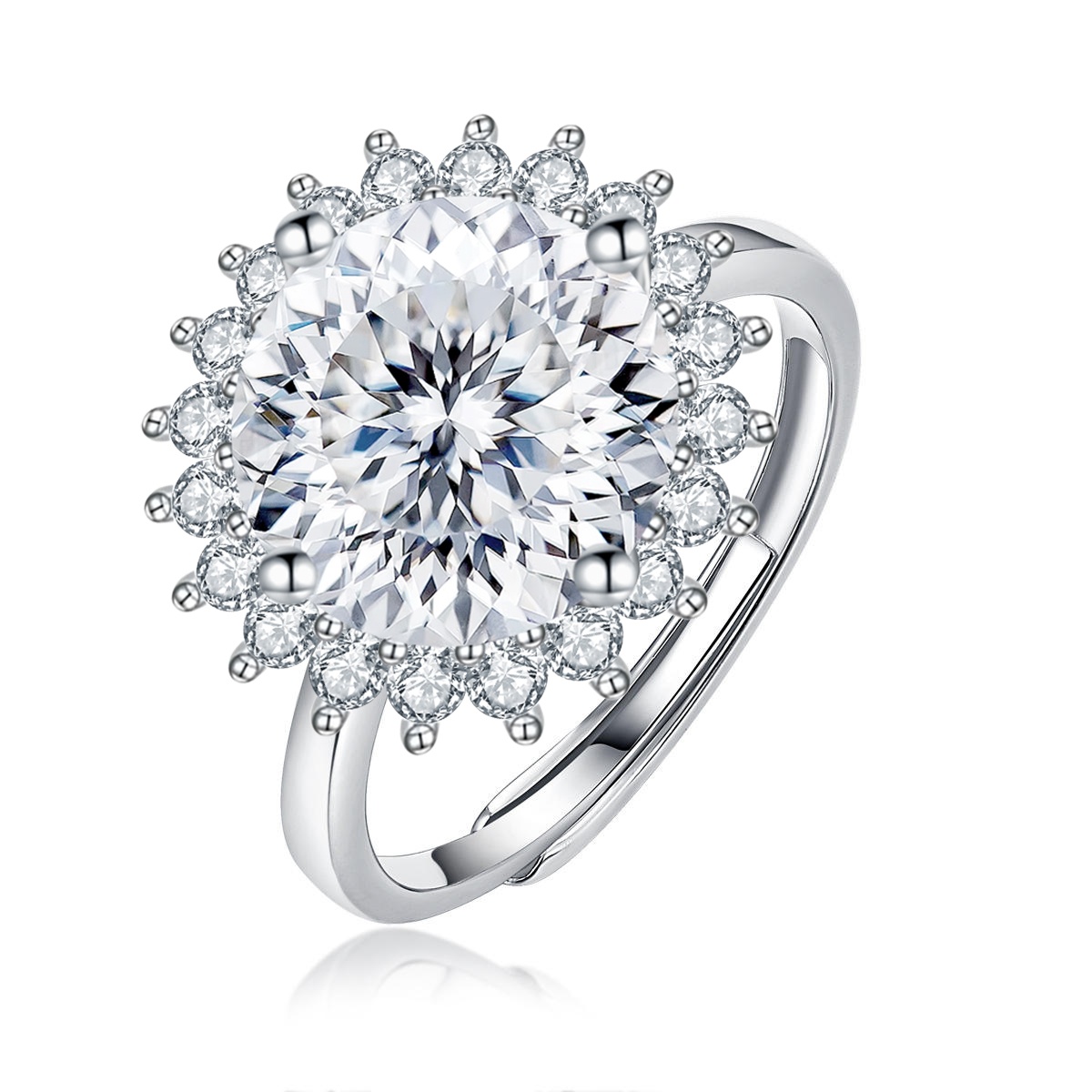 12ct Round Synthetic Moissanite Sunflower Ring S925