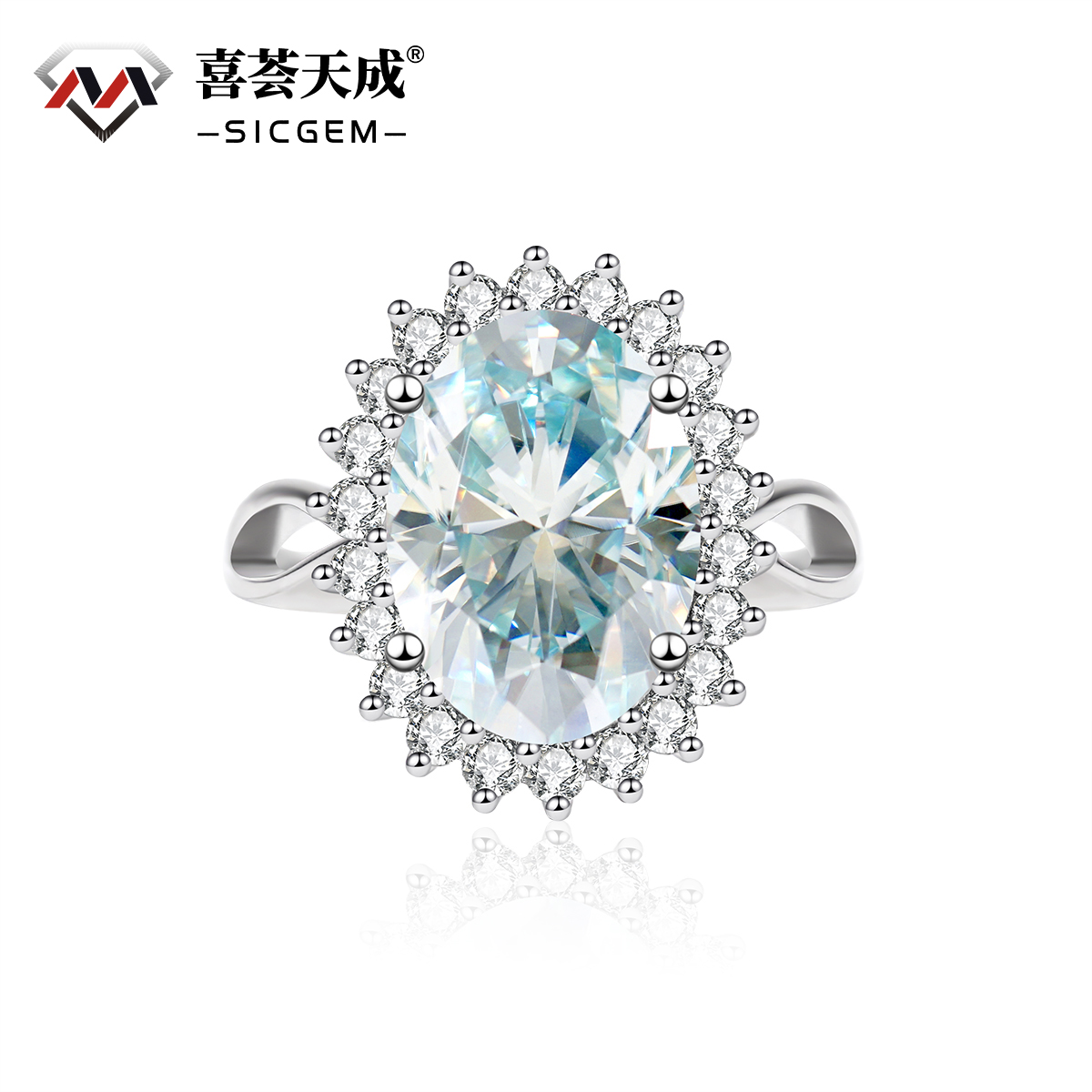 1ct Oval Flower Ring Synthetic Moissanite Ring S925