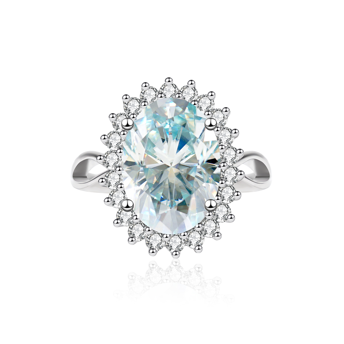 1ct Oval Flower Ring Synthetic Moissanite Ring S925