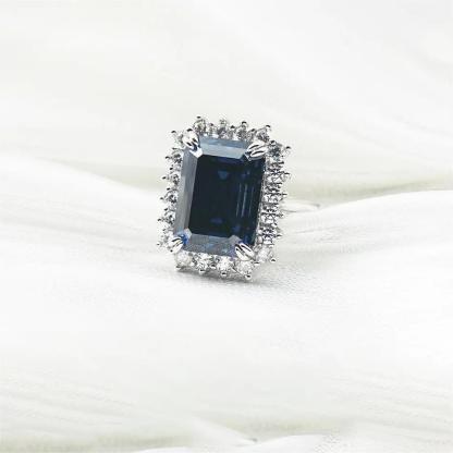 10ct Step Cut Synthetic Moissanite Sunflower Ring S925