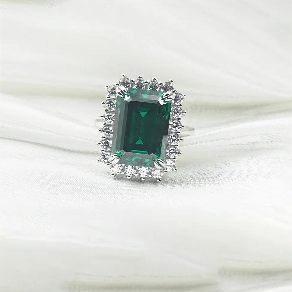10ct Step Cut Synthetic Moissanite Sunflower Ring S925