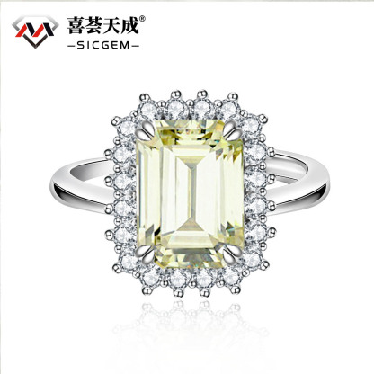 10ct Step Cut Synthetic Moissanite Sunflower Ring S925
