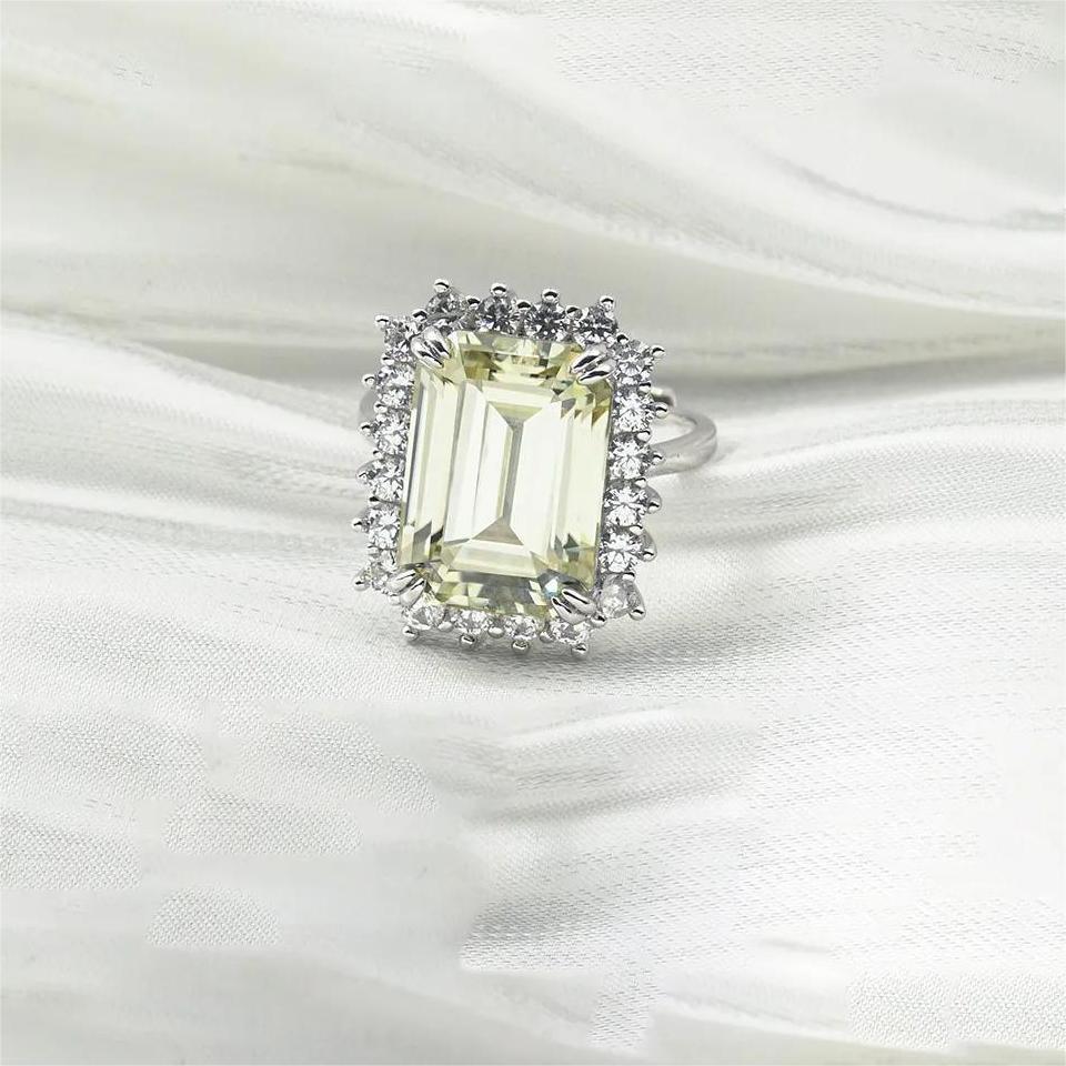 10ct Step Cut Synthetic Moissanite Sunflower Ring S925