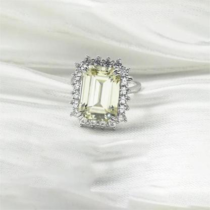 10ct Step Cut Synthetic Moissanite Sunflower Ring S925