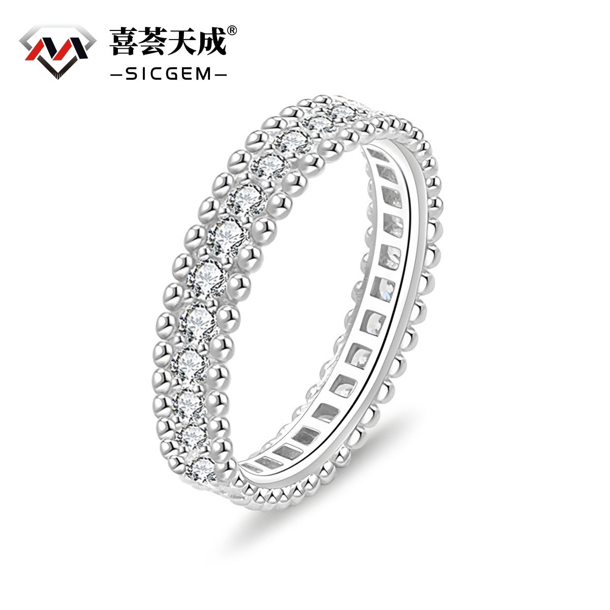 Luxury Full Eternity Ring Band Stacking Ring Wedding Ring Synthetic Moissanite Ring