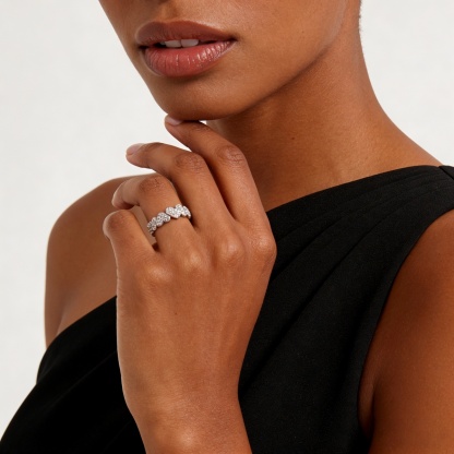 Fall in Heart Eternity Band Ring Synthetic Moissanite Ring Jewelry S925 Perfect Gift