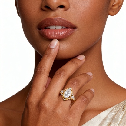 Vintage Marquise Cut Engagement Ring Synthetic Moissanite S925 Ring