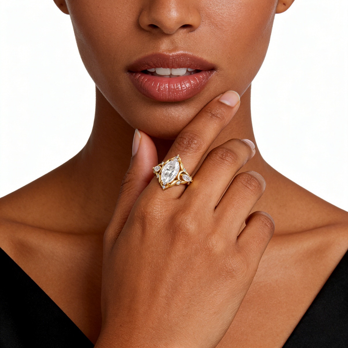 Vintage Marquise Cut Engagement Ring Synthetic Moissanite S925 Ring