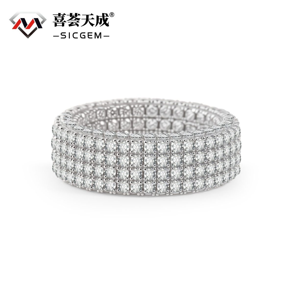 Infinite Sparkle 4-Row Eternity Ring Dakota Engagement Ring Band Wedding Ring Synthetic Moissanite Ring Jewelry S925/Copper Band