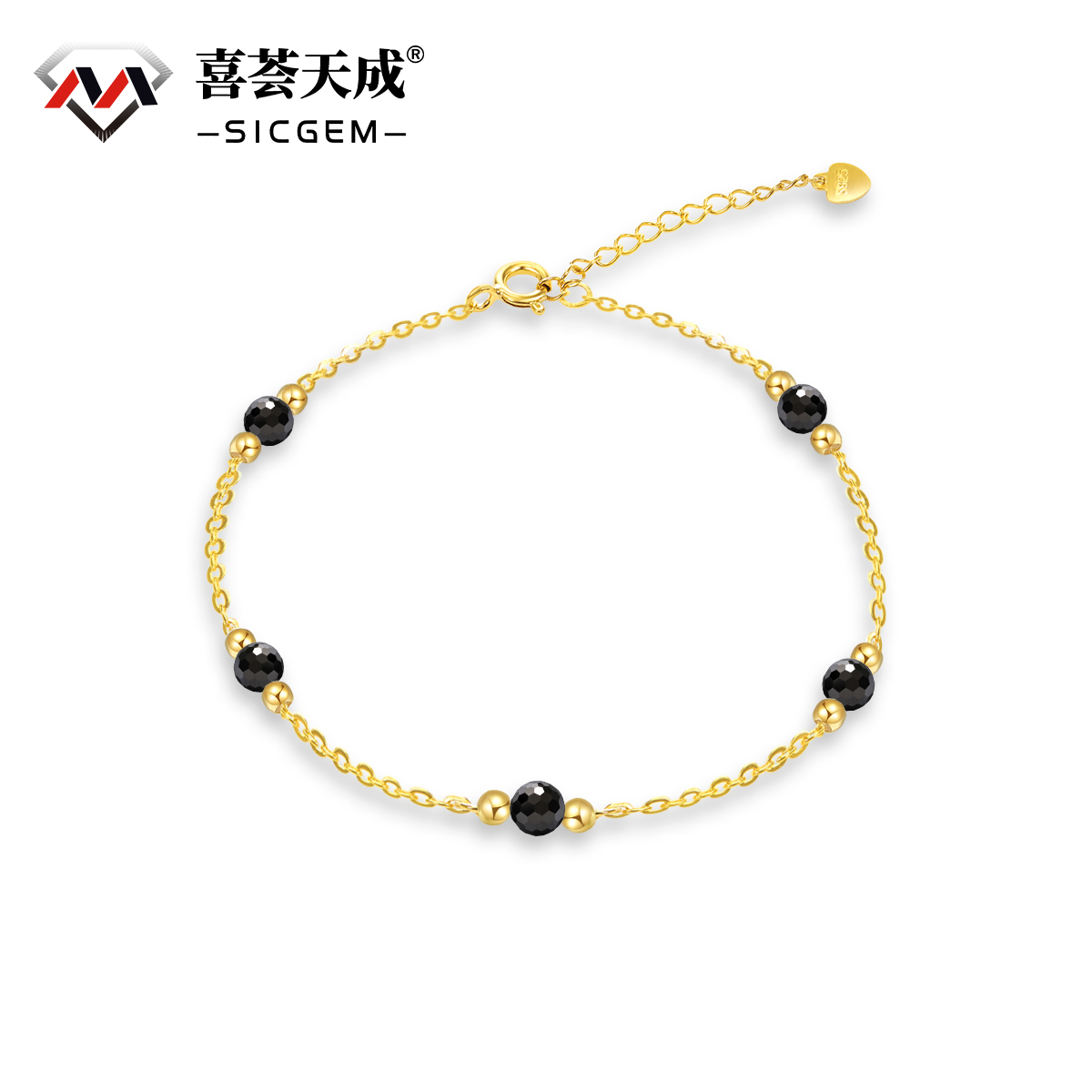 Five Beads Synthetic Moissanite Bracelet Alloy
