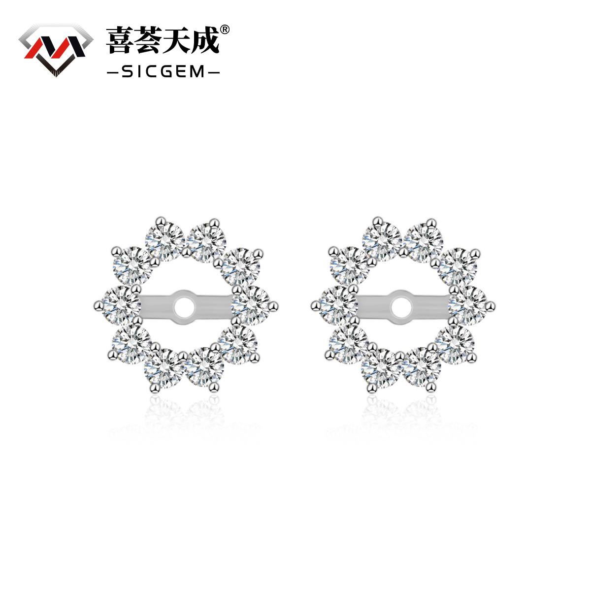 Bling Flower Earring Jackets Synthetic Moissanite S925 Earring Jackets for Studs