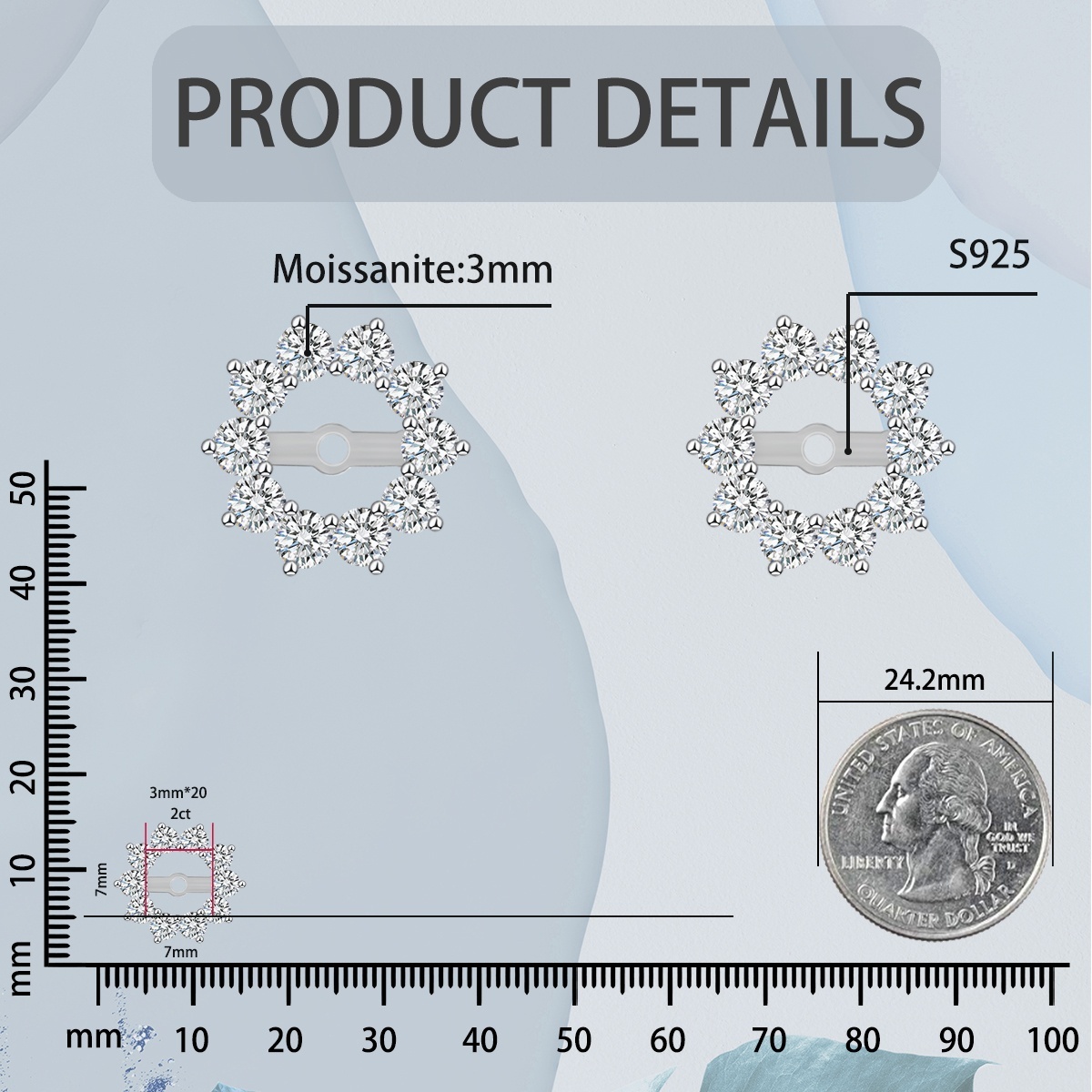 Bling Flower Earring Jackets Synthetic Moissanite S925 Earring Jackets for Studs