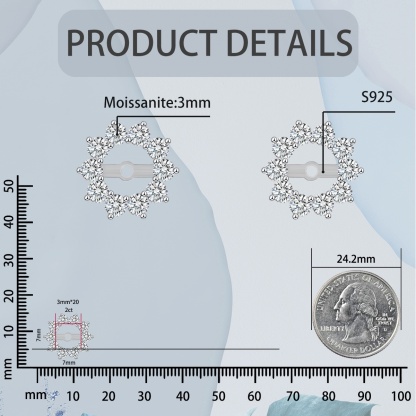 Bling Flower Earring Jackets Synthetic Moissanite S925 Earring Jackets for Studs