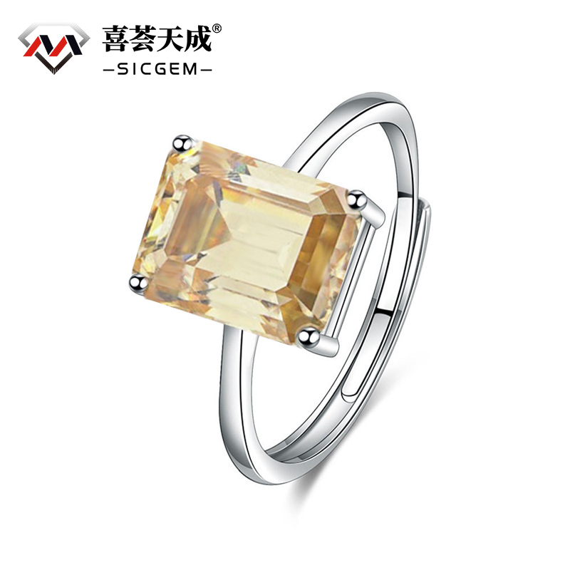 4ct Step Cut Synthetic Moissanite Square Ring S925