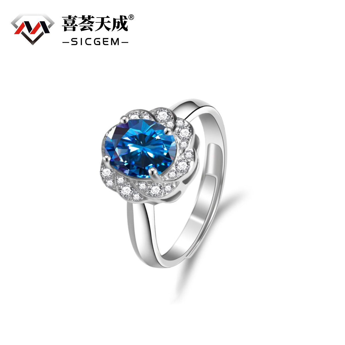 2ct Oval Synthetic Moissanite Delicate Flower Ring S925