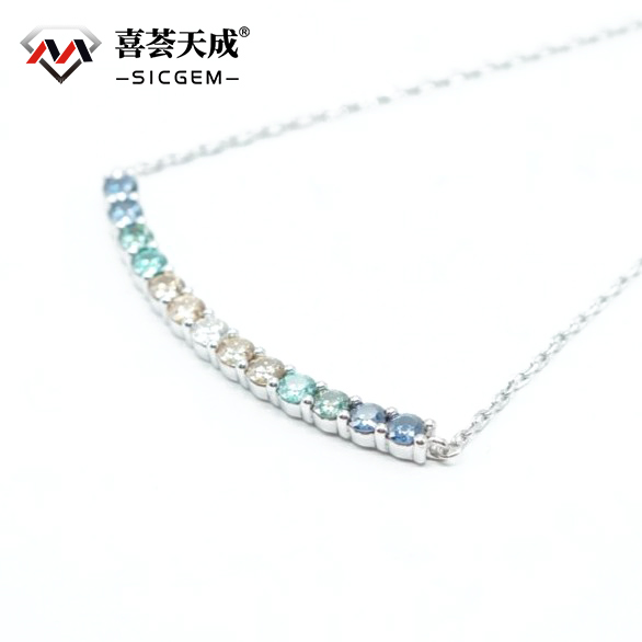 1.3ct Colorful Smile Necklace In Row D Color VVS Synthetic Moissanite S925 Chain