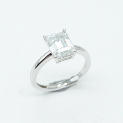 3ct Step Cut Synthetic Moissanite Classic Square Ring S925