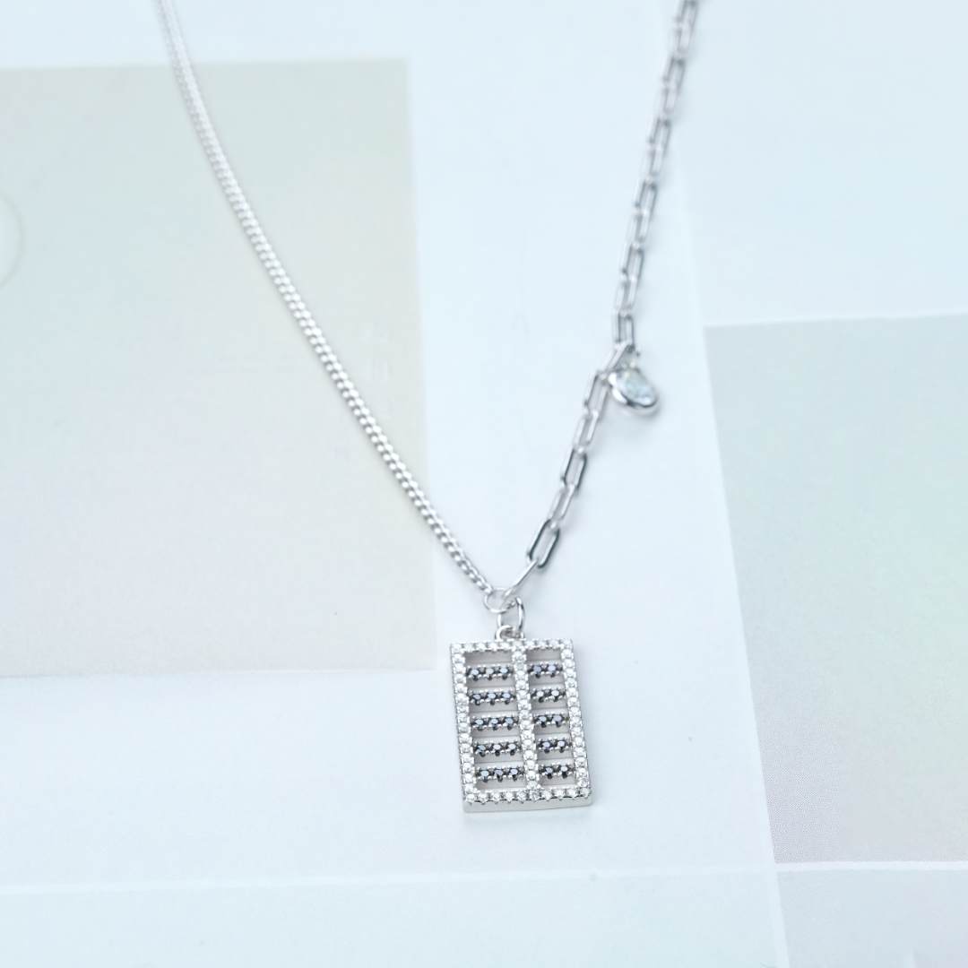 0.27ct Abacus Choker Collarbone Chain D Color Synthetic Moissanite Necklace Chain S925