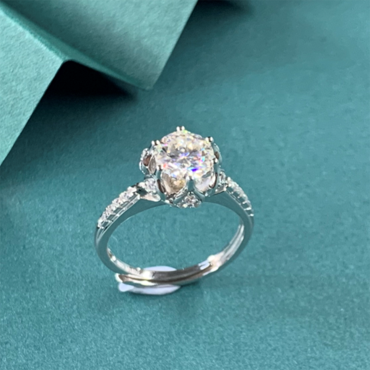 1ct Cluster Prong Ring Band Synthetic Moissanite Ring S925