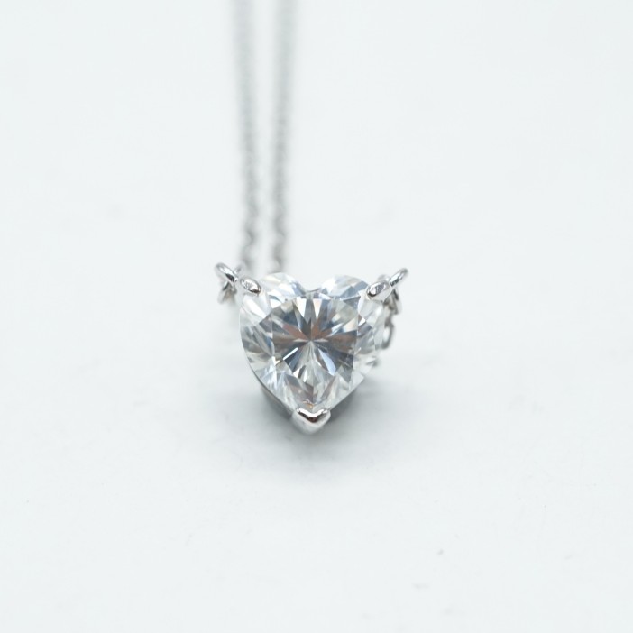 1ct Heart Beating Necklace D Color VVS Synthetic Moissanite S925 Chain