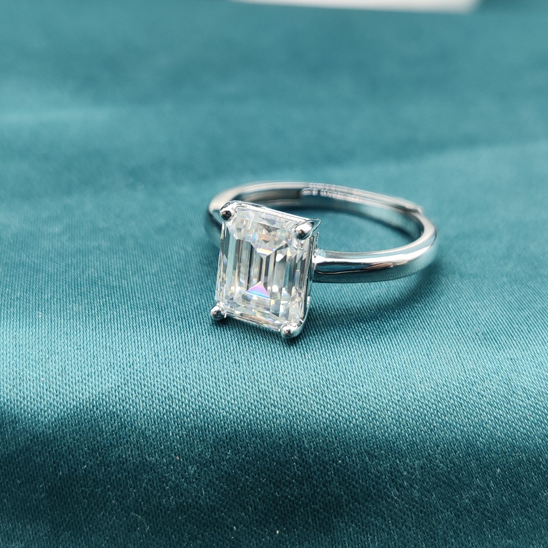 3ct Step Cut Synthetic Moissanite Classic Square Ring S925