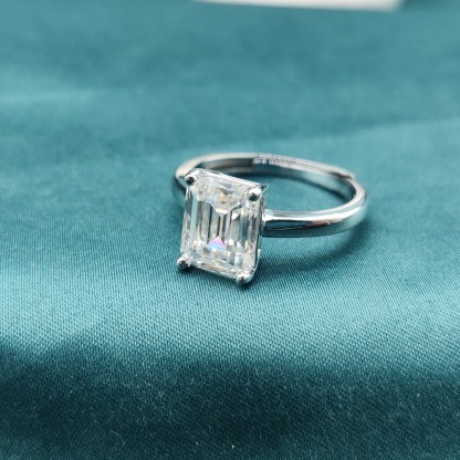 3ct Step Cut Synthetic Moissanite Classic Square Ring S925