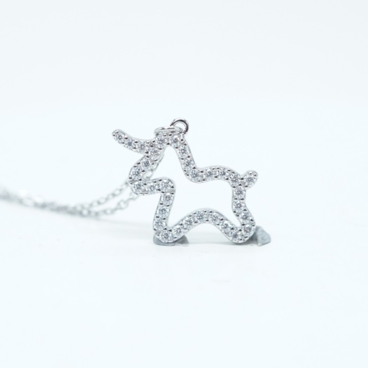 Unicorn Pendant Necklace D Color VVS Synthetic Moissanite S925 Chain