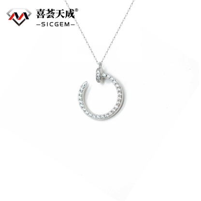 Zirconia Nailed Pendant Necklace Chain Copper