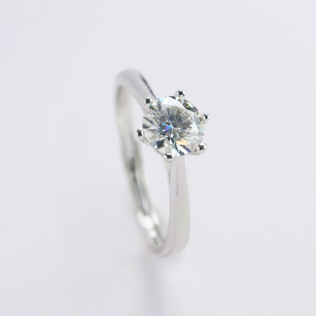 1ct Round Synthetic Moissanite Minimalist Six Prong Ring S925