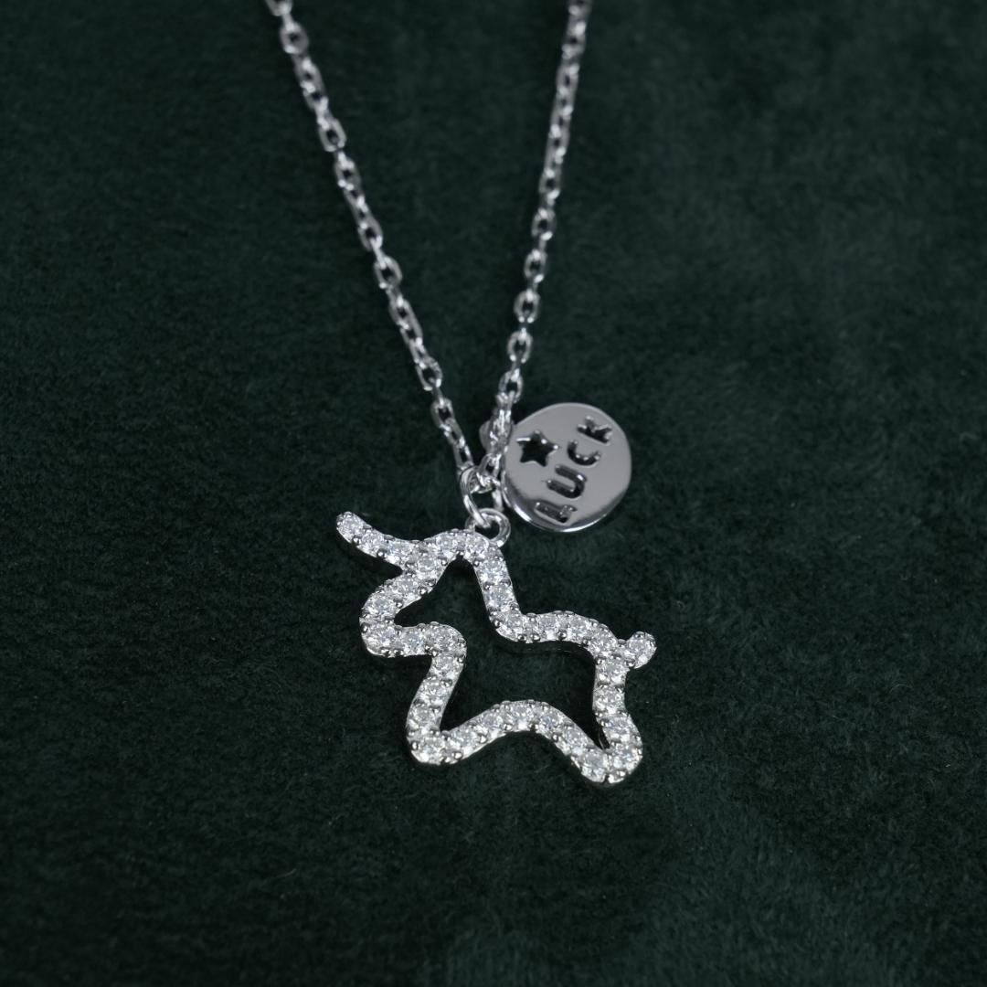 Unicorn Pendant Necklace D Color VVS Synthetic Moissanite S925 Chain
