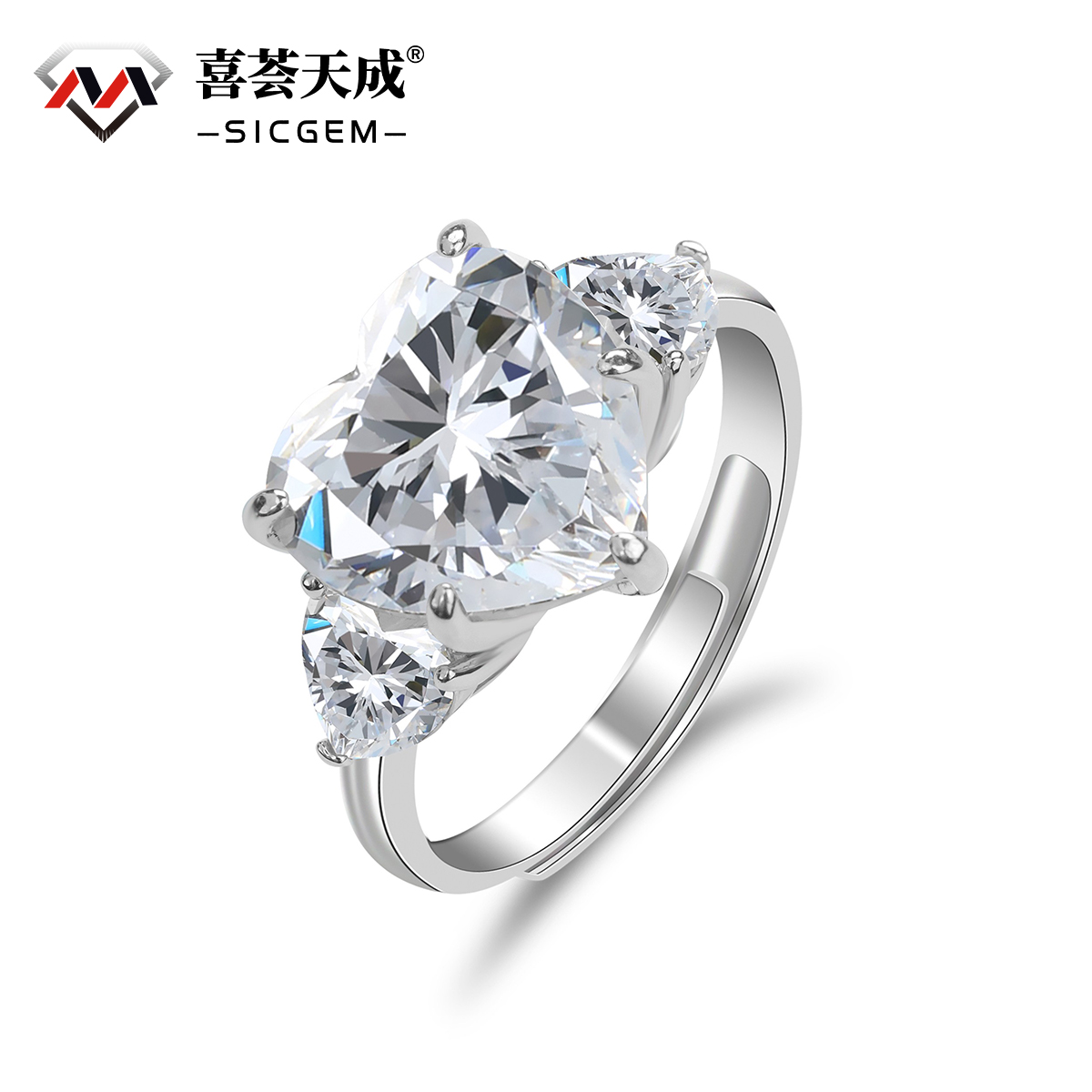 5ct Connected love Ring Band Synthetic Moissanite Ring S925