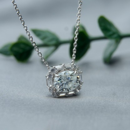 2ct Oval Synthetic Moissanite Graceful Pendant Necklace S925