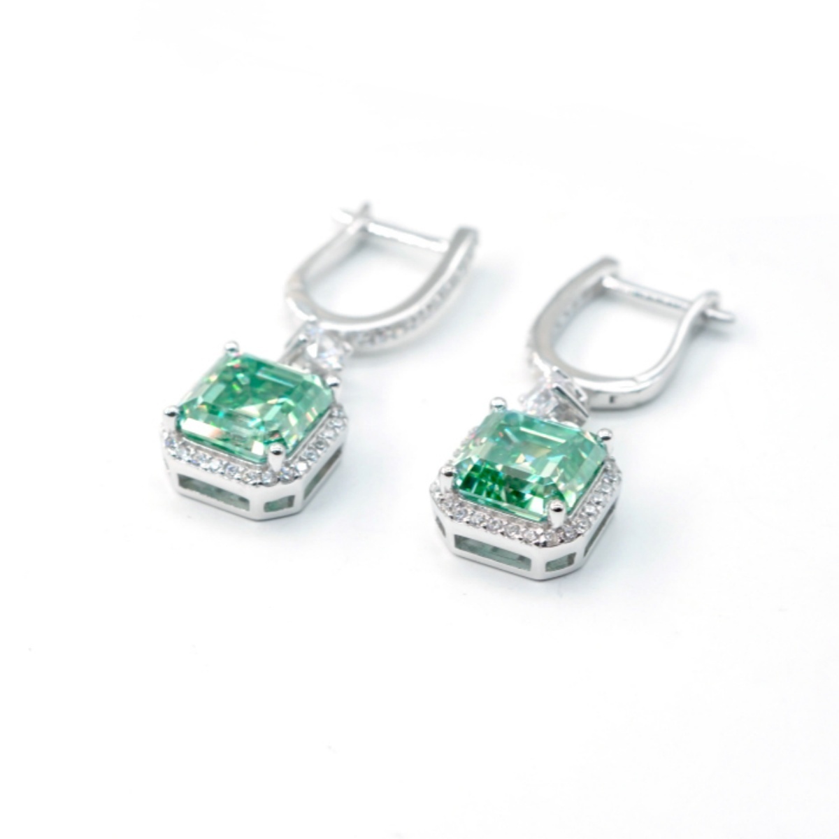 Bling Halo Dangle Earrings VVS Synthetic Moissanite Earrings S925