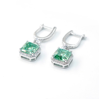 Bling Halo Dangle Earrings VVS Synthetic Moissanite Earrings S925