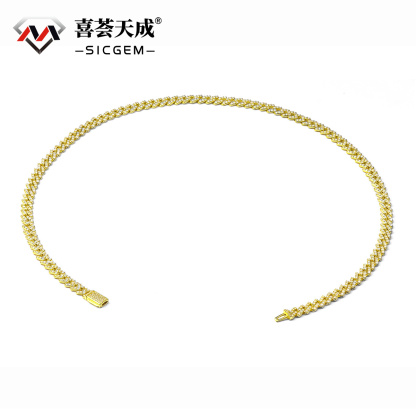 03style 6.8MM S925 VVS Synthetic Moissanite Hip Hop Iced Out Cuban Link Necklace Chain