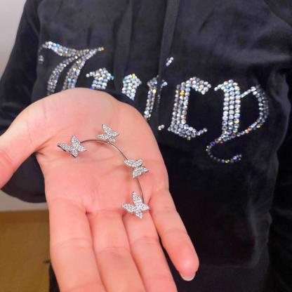 Synthetic Moissanite Butterfly Clip Earrings S925