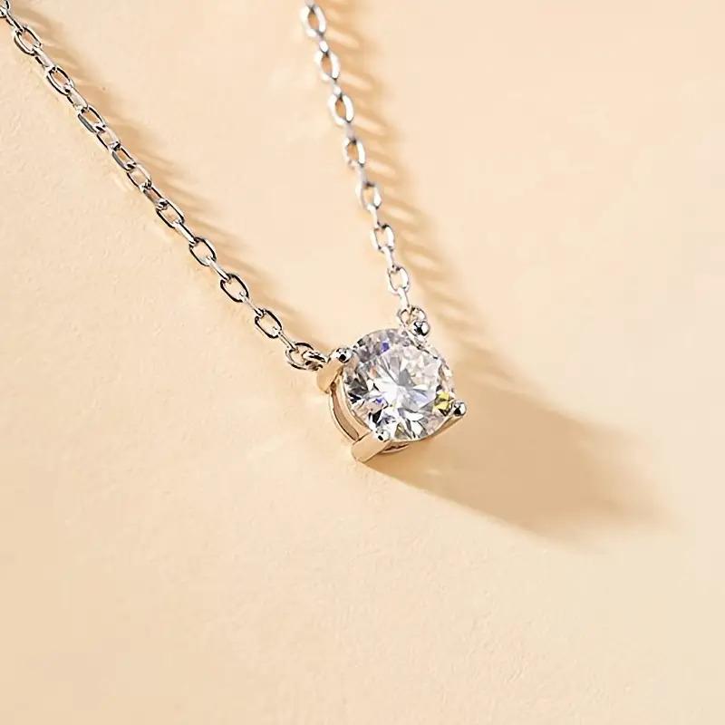 S925 1ct Synthetic Moissanite Classic Round Four Prong Necklace