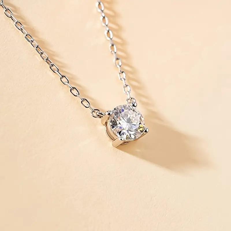 S925 1ct Synthetic Moissanite Classic Round Four Prong Necklace
