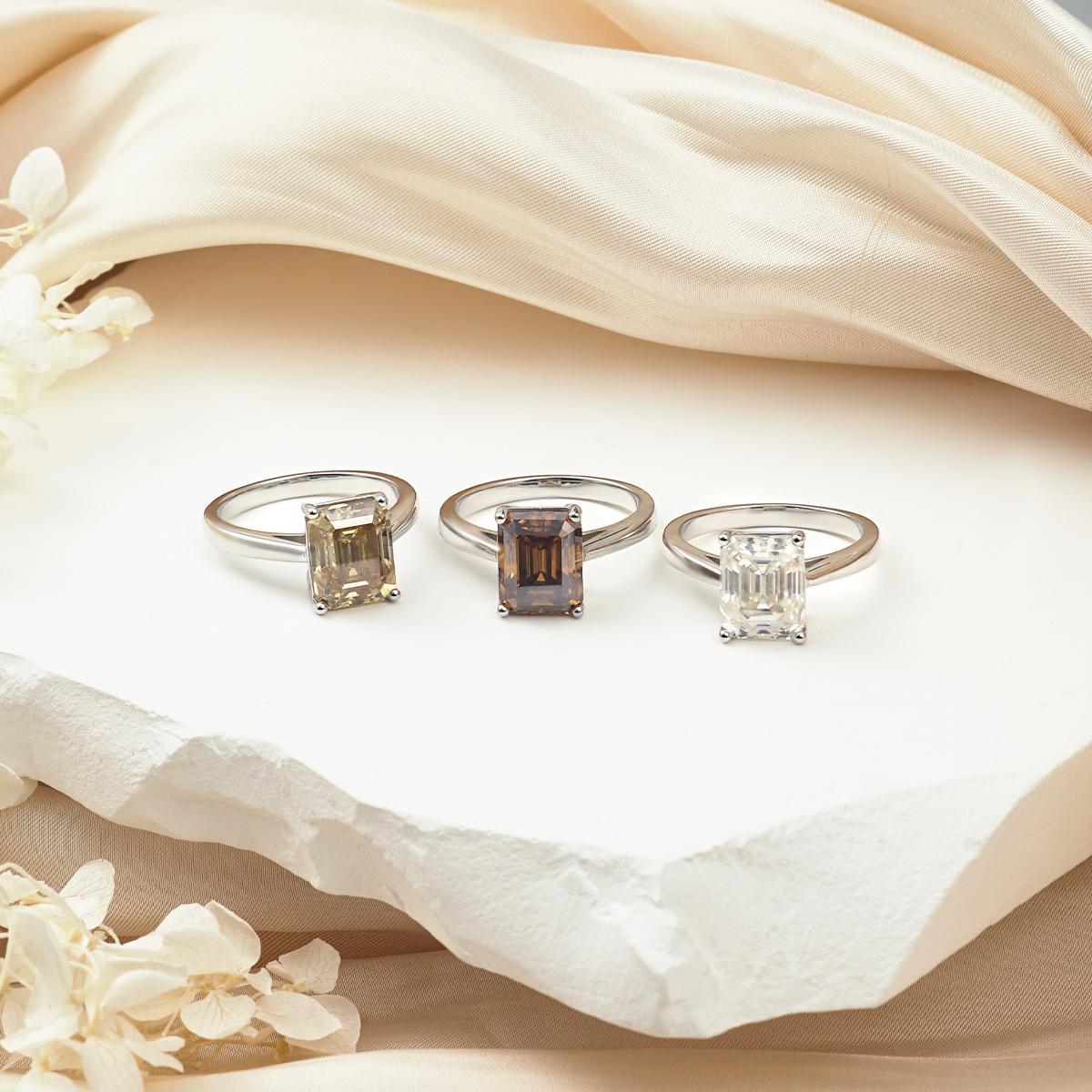 4ct Octagon Synthetic Moissanite Solitaire Ring In 925 Sterling Silver