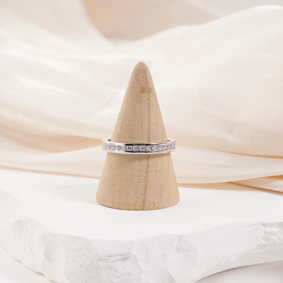 Eternal Path Ring Channel Set Eternity Wedding Band Ring VVS Synthetic Moissanite Ring Jewelry Copper Band