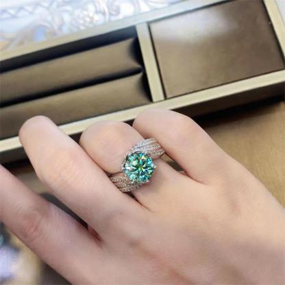 3ct Hundreds Faces Cut Synthetic Moissanite Layered Band Ring In 925 Sterling Silver