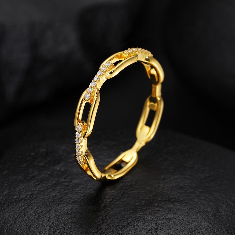 S925 VVS Synthetic Moissanite Hip Hop Unisex Chained Ring St Mother's Day Christmas Gifts For Men Women