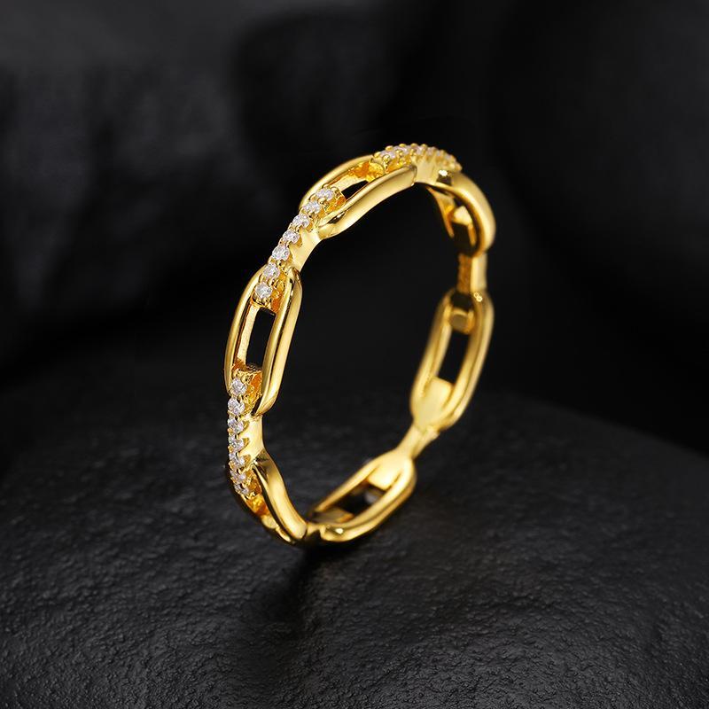 S925 VVS Synthetic Moissanite Hip Hop Unisex Chained Ring St Mother's Day Christmas Gifts For Men Women