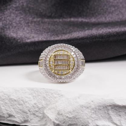 3ct The Sovereign Ring Glacier Band Fully Iced-out Hip Hop Ring VVS Synthetic Moissanite Ring Jewelry Copper Band