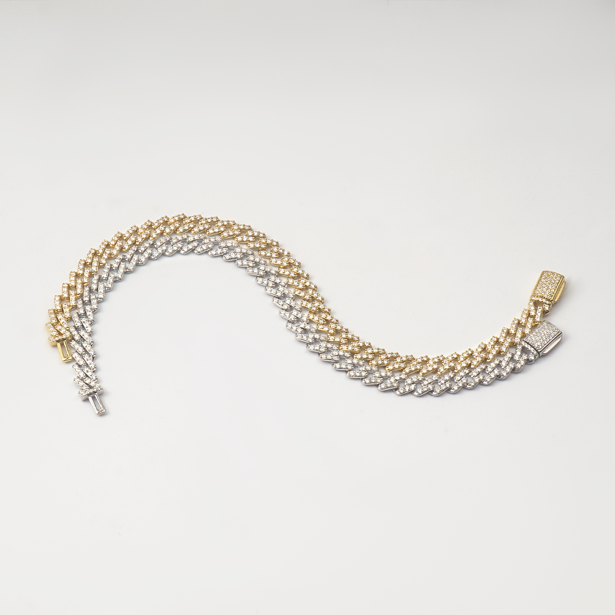 03style 6.8MM S925 VVS Synthetic Moissanite Hip Hop Iced Out Cuban Link Bracelet