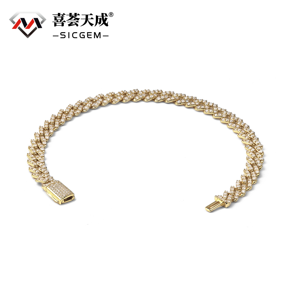 03style 6.8MM S925 VVS Synthetic Moissanite Hip Hop Iced Out Cuban Link Bracelet