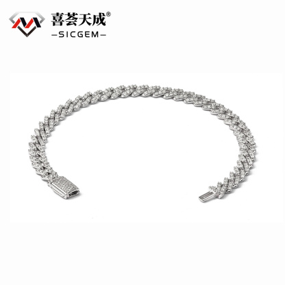 03style 6.8MM S925 VVS Synthetic Moissanite Hip Hop Iced Out Cuban Link Bracelet