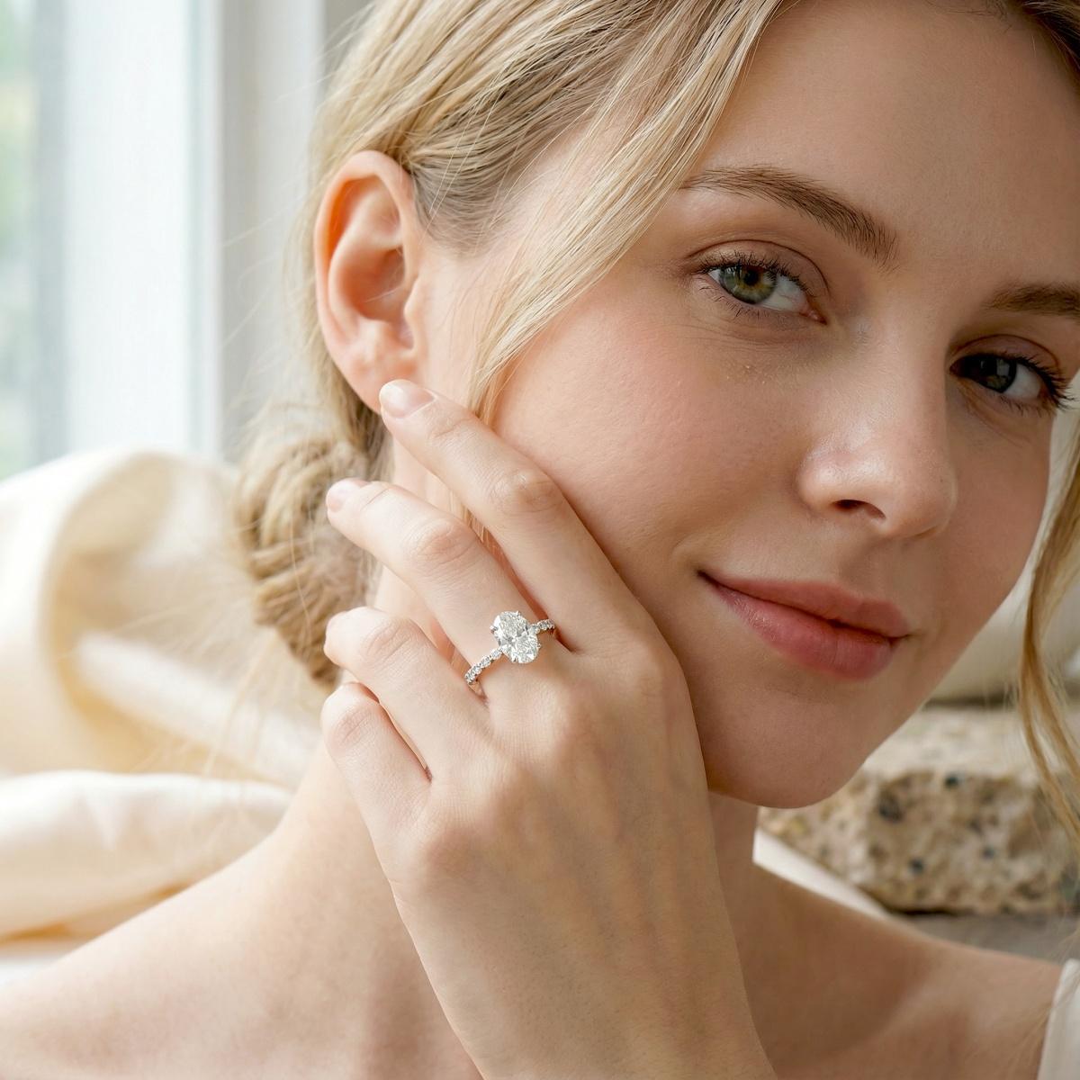 2.7ct Elegant Written in the Stars Engagement Wedding Ring Oval Cut Synthetic Moissanite Ring S925 Sterling Silver Band Ring Jewelry