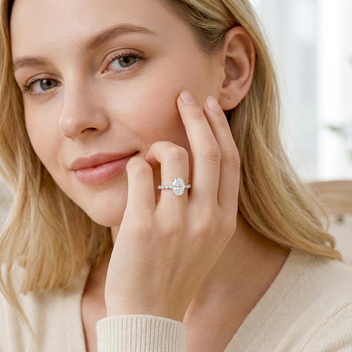 2.7ct Elegant Written in the Stars Engagement Wedding Ring Oval Cut Synthetic Moissanite Ring S925 Sterling Silver Band Ring Jewelry